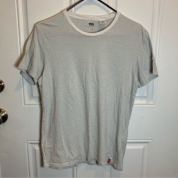 Levi's Men's White and Gray Striped Tee - Picture 1 of 9